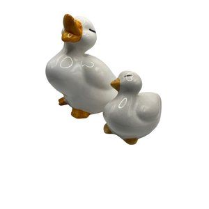Vintage Ducks White Ceramic Figurines, Set Of 2. Birds animals pets farm zoo